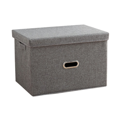 Grey Super Large Folding Canvas Storage Box Cube Clothes Basket Organiser Decorative Box