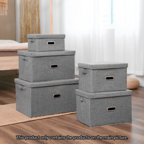 Grey Super Large Folding Canvas Storage Box Cube Clothes Basket Organiser Decorative Box - Image 4