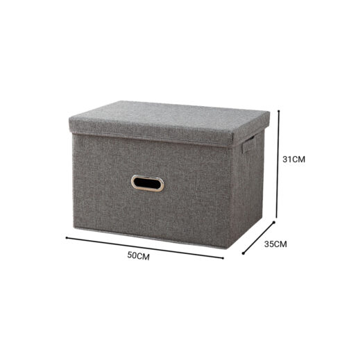 Grey Super Large Folding Canvas Storage Box Cube Clothes Basket Organiser Decorative Box - Image 5