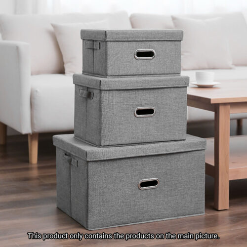 Grey Super Large Folding Canvas Storage Box Cube Clothes Basket Organiser Decorative Box - Image 6