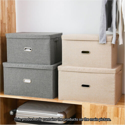 Grey Super Large Folding Canvas Storage Box Cube Clothes Basket Organiser Decorative Box - Image 7