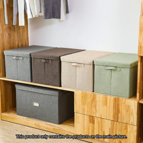 Grey Super Large Folding Canvas Storage Box Cube Clothes Basket Organiser Decorative Box - Image 8