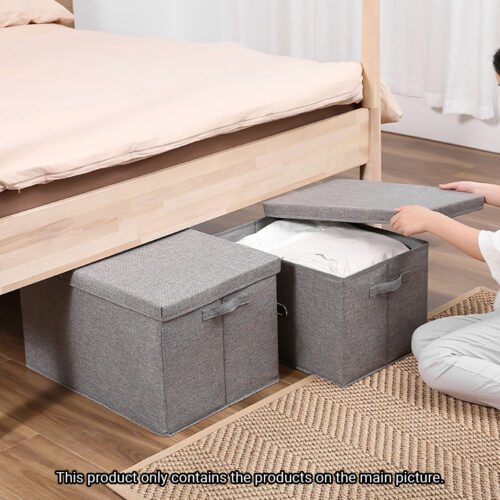 Grey Super Large Folding Canvas Storage Box Cube Clothes Basket Organiser Decorative Box - Image 9