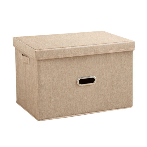 Beige Super Large Folding Canvas Storage Box Cube Clothes Basket Organiser Decorative Box
