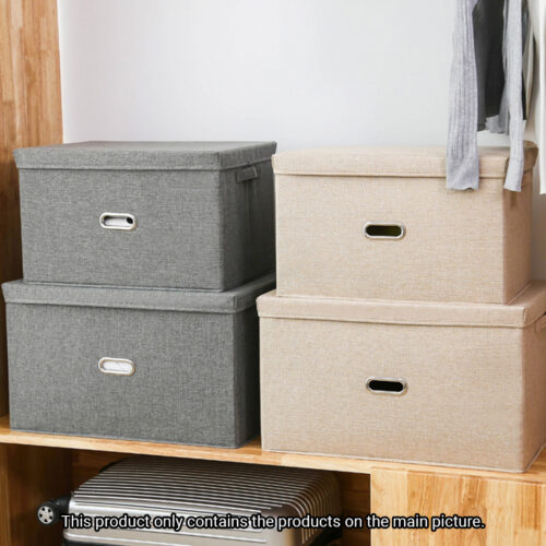 Beige Super Large Folding Canvas Storage Box Cube Clothes Basket Organiser Decorative Box - Image 5
