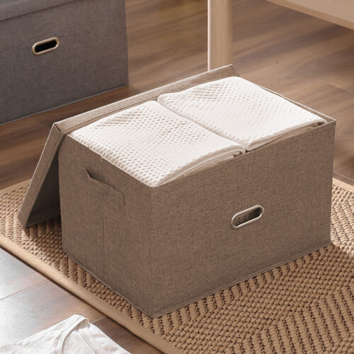 Coffee Super Large Folding Canvas Storage Box Cube Clothes Basket Organiser Decorative Box - Image 2