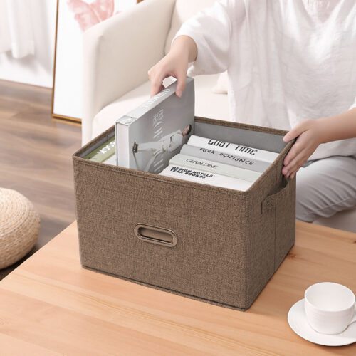 Coffee Super Large Folding Canvas Storage Box Cube Clothes Basket Organiser Decorative Box - Image 3