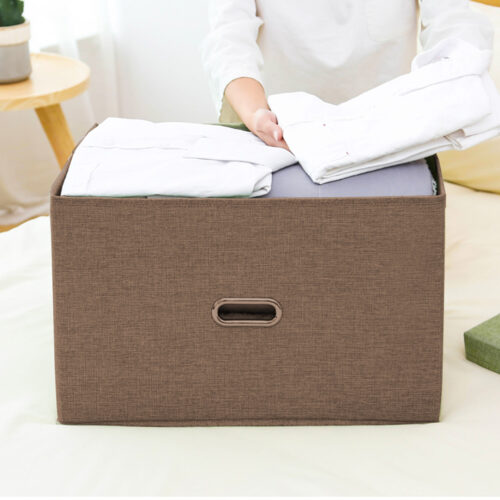 Coffee Super Large Folding Canvas Storage Box Cube Clothes Basket Organiser Decorative Box - Image 4