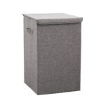 Grey Large Collapsible Laundry Hamper Storage Box Folding Canvas Basket Organiser