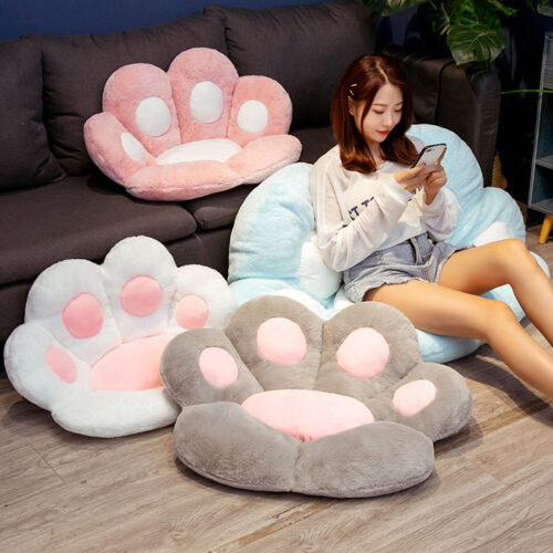 70cm White Paw Shape Cushion Warm Lazy Sofa Decorative Pillow Backseat Plush Mat Decor - Image 7