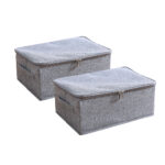 2x Portable Storage Box Moisture Proof Clothes Folding Closet Organiser Grey