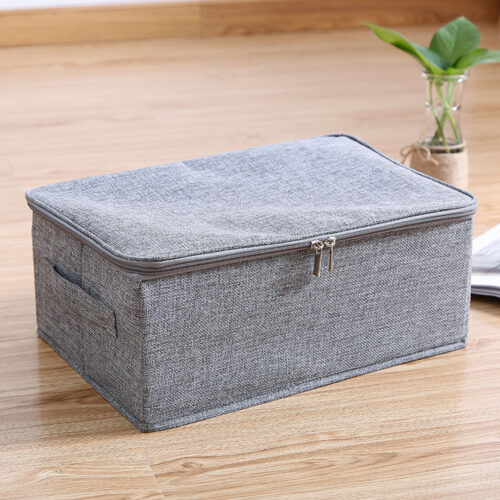 2x Portable Storage Box Moisture Proof Clothes Folding Closet Organiser Grey - Image 2