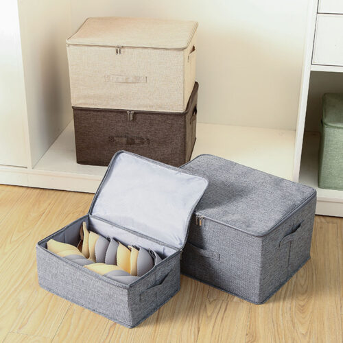 2x Portable Storage Box Moisture Proof Clothes Folding Closet Organiser Grey - Image 3