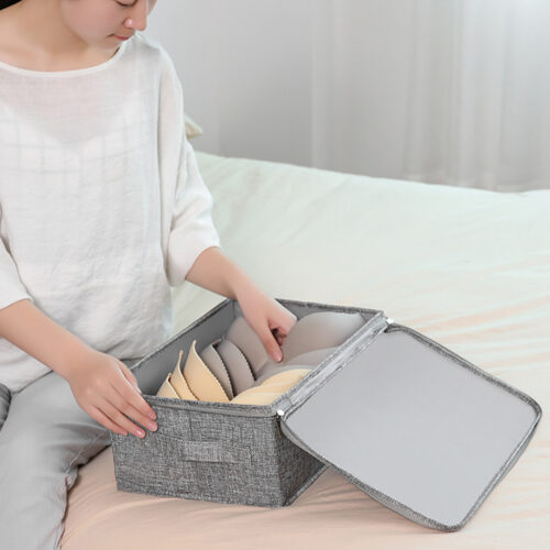 2x Portable Storage Box Moisture Proof Clothes Folding Closet Organiser Grey - Image 4