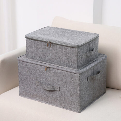 2x Portable Storage Box Moisture Proof Clothes Folding Closet Organiser Grey - Image 8