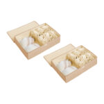 2x Beige Flip Top Underwear Storage Box Folding Wardrobe Partition Drawer Home Organiser