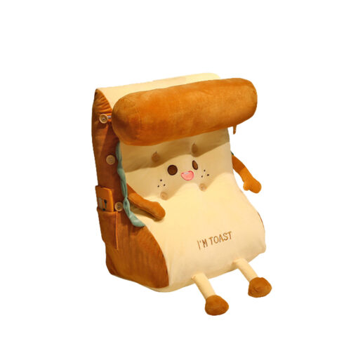 Cute Face Toast Bread Wedge Cushion Stuffed Plush Cartoon Back Support Pillow Decor