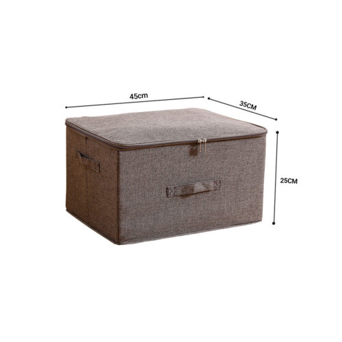 2x Coffee Large Portable Double Zipper Storage Box Moisture Proof Clothes Basket Folding Home Organiser - Image 6