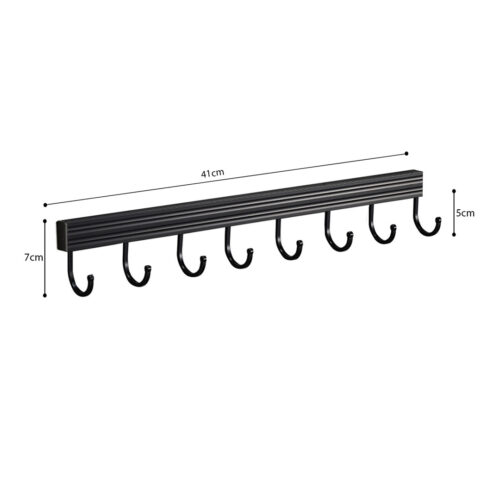2x 41cm Wall Mounted Kitchen Utensil Storage Rack Organiser with Durable Hooks - Image 5