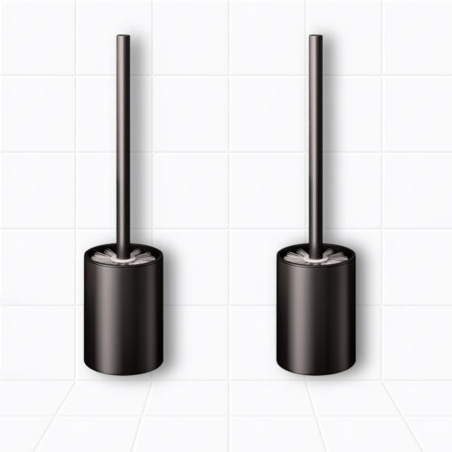 2x 27cm Wall-Mounted Toilet Brush with Holder Bathroom Cleaning Scrub Black
