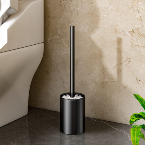 2x 27cm Wall-Mounted Toilet Brush with Holder Bathroom Cleaning Scrub Black - Image 2