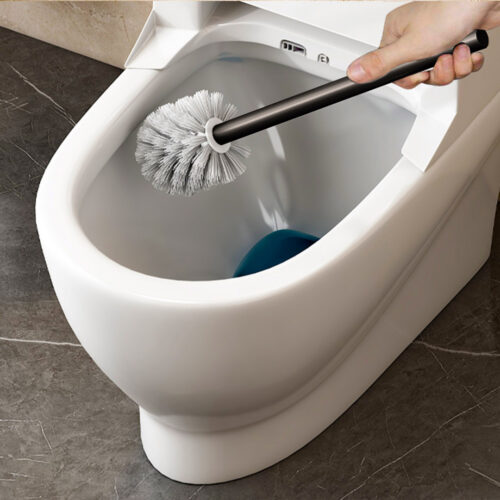 2x 27cm Wall-Mounted Toilet Brush with Holder Bathroom Cleaning Scrub Black - Image 7