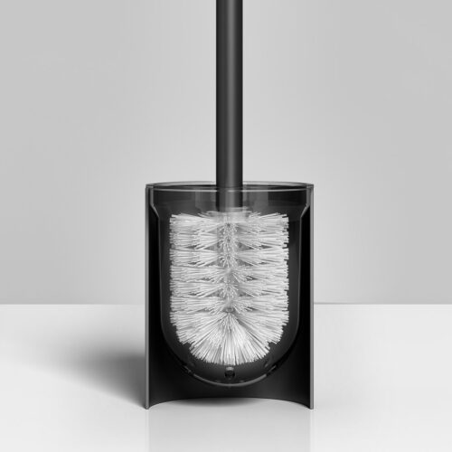 2x 27cm Wall-Mounted Toilet Brush with Holder Bathroom Cleaning Scrub Black - Image 8