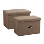 2x Large Folding Canvas Storage Box Cube Clothes Basket Closet Organiser Coffee
