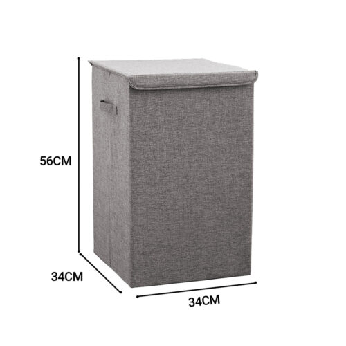 2x Grey Medium Collapsible Laundry Hamper Storage Box Folding Canvas Basket Organiser - Image 6