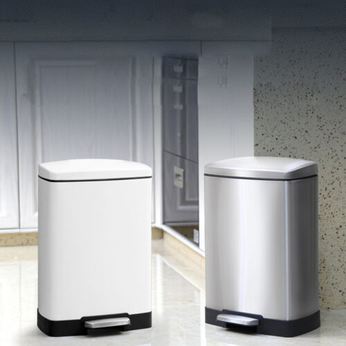 Foot Pedal Stainless Steel Rubbish Recycling Garbage Waste Trash Bin Shape 12L White - Image 9