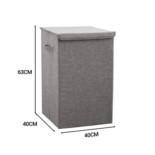 2x Grey Large Collapsible Laundry Hamper Storage Box Folding Canvas Basket Organiser - Image 6