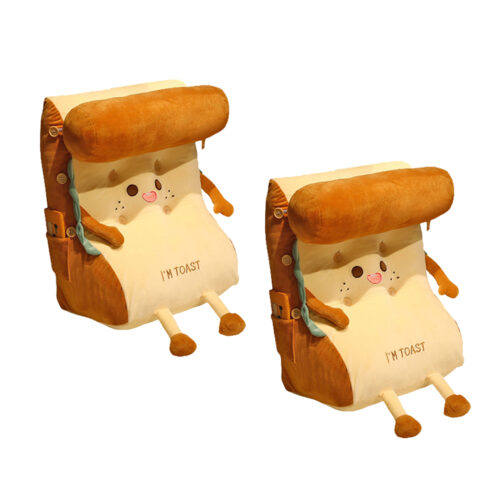 2x Cute Face Toast Bread Wedge Cushion Stuffed Plush Cartoon Back Support Pillow Decor