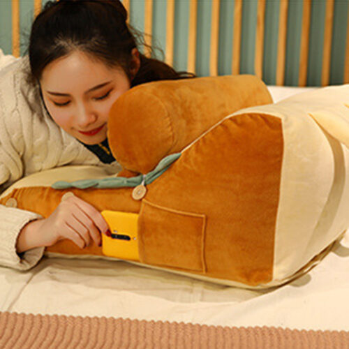 2x Cute Face Toast Bread Wedge Cushion Stuffed Plush Cartoon Back Support Pillow Decor - Image 9