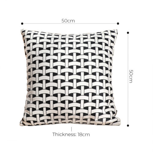 2x 50cm Black White Pattern Throw Pillow Thick Comfort Pro Polyester Fiber Cotton - Image 5