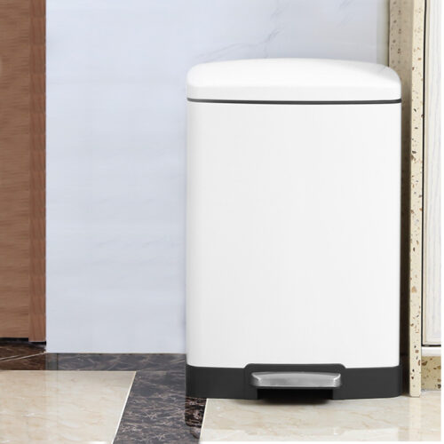 2x Foot Pedal Stainless Steel Rubbish Recycling Garbage Waste Trash Bin Shape 12L White - Image 3