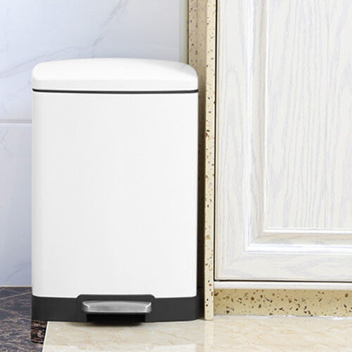 2x Foot Pedal Stainless Steel Rubbish Recycling Garbage Waste Trash Bin Shape 12L White - Image 4