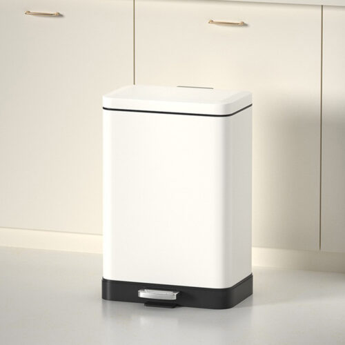 2x Foot Pedal Stainless Steel Rubbish Recycling Garbage Waste Trash Bin Shape 12L White - Image 6