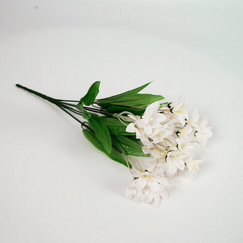 Blue Colored Glass Flower Vase with 10 Bunch 6 Heads Artificial Fake Silk Lilium nanum Decor Set - Image 3