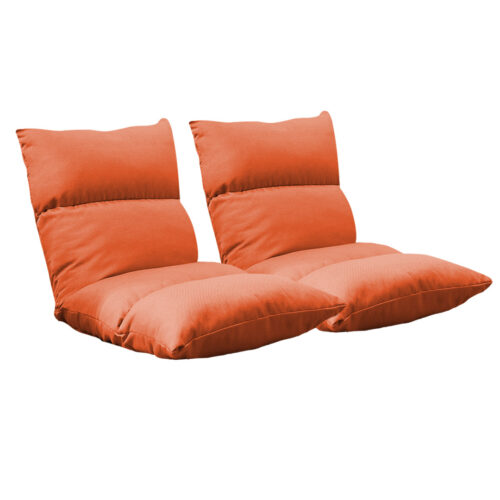 2x Lounge Floor Recliner Adjustable Lazy Sofa Bed Folding Game Chair Orange