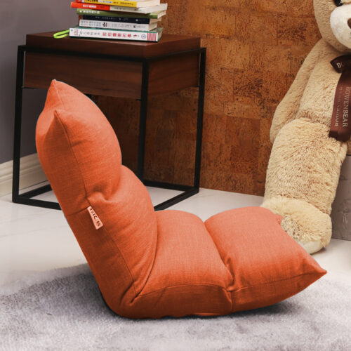 2x Lounge Floor Recliner Adjustable Lazy Sofa Bed Folding Game Chair Orange - Image 3