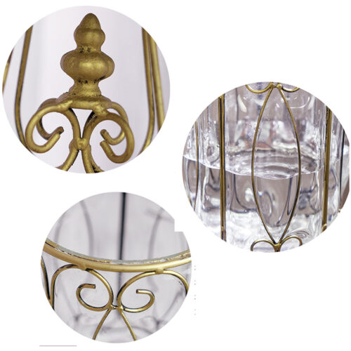 Clear Glass Cylinder Flower Vase with 6 Bunch 4 Heads Artificial Fake Silk Magnolia denudata Decor Set - Image 5