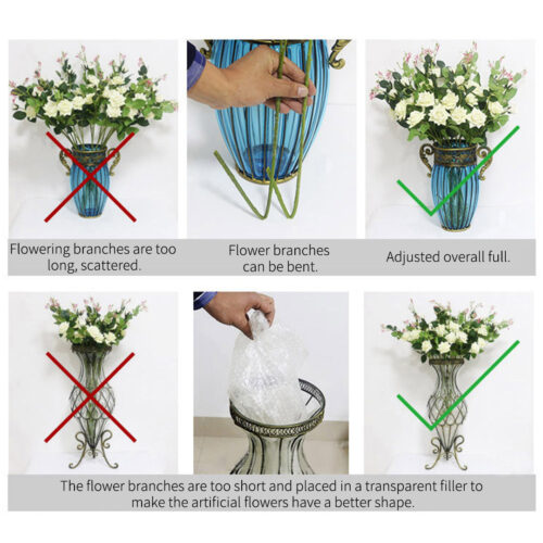 Clear Glass Cylinder Flower Vase with 6 Bunch 4 Heads Artificial Fake Silk Magnolia denudata Decor Set - Image 7