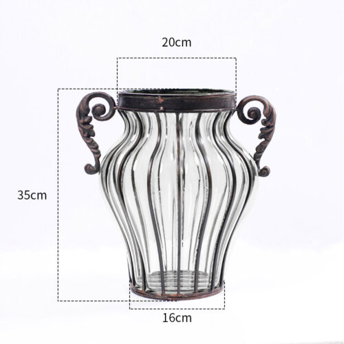 Clear Glass Flower Vase with 6 Bunch 4 Heads Artificial Fake Silk Magnolia denudata Decor Set - Image 2