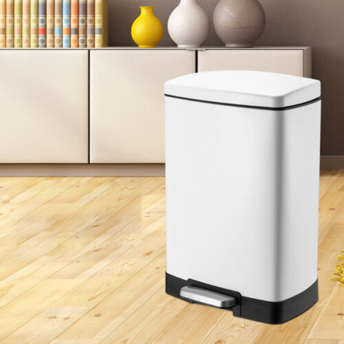 4x Foot Pedal Stainless Steel Rubbish Recycling Garbage Waste Trash Bin Shape 12L White - Image 8