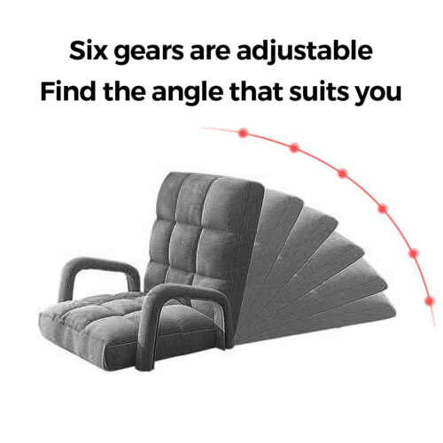 2x Folding Lounge Cushion Adjustable Floor Lazy Recliner Chair with Armrest Grey - Image 3