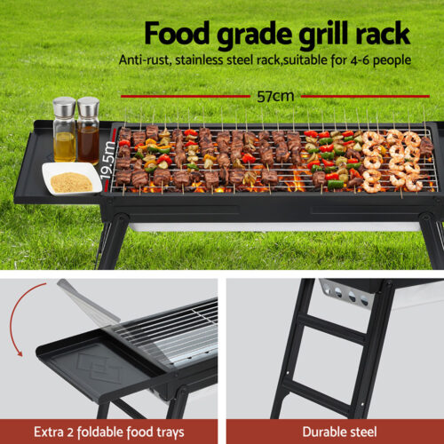 Grillz Charcoal BBQ Grill Smoker Portable Barbecue Outdoor Foldable Camping - Image 4