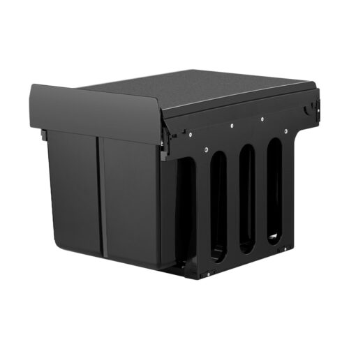 Cefito Pull Out Bin Kitchen Triple Slide Garbage Rubbish Bins Basket Blcak 31L - Image 3