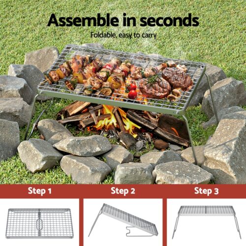 Grillz Portable BBQ Grill Charcoal Smoker Foldable Camping Outdoor - Image 4