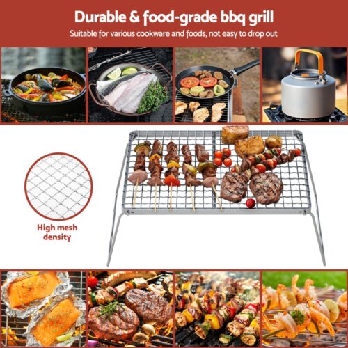 Grillz Portable BBQ Grill Charcoal Smoker Foldable Camping Outdoor - Image 5