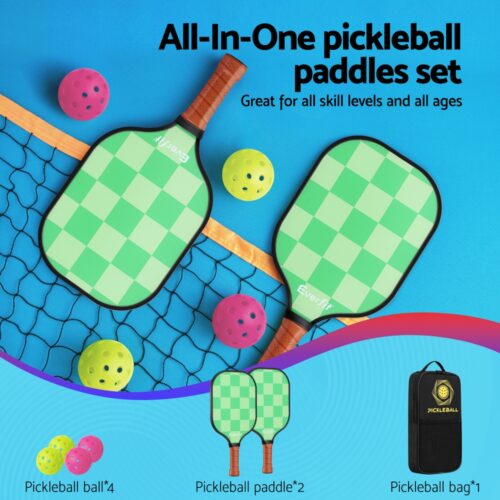Everfit Pickleball Paddle Set Fiberglass with Balls Bag Tournament Kit 2PCS Pickle Balls Rackets - Image 4